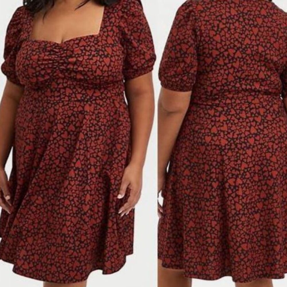Torrid Textured Knit Heart Print Skater Dress